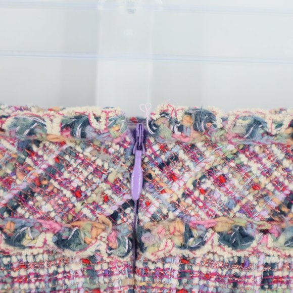 Chanel Silk Blend Woven Knee Length Pencil Skirt Pink Multi-color - Picture 13 of 13